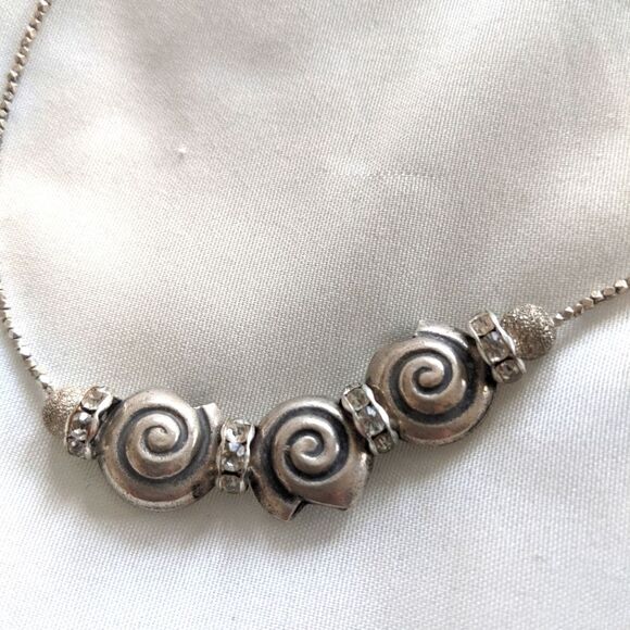 Sterling Silver-Swarovski Crystal Shell Necklace - Picture 5 of 9